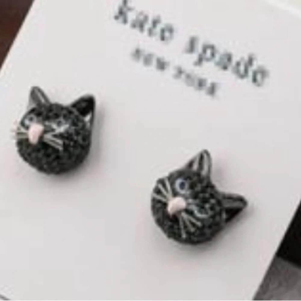 $78 Kate Spade ‘Out of the Bag’ Black Cat Studs - Picture 3 of 5